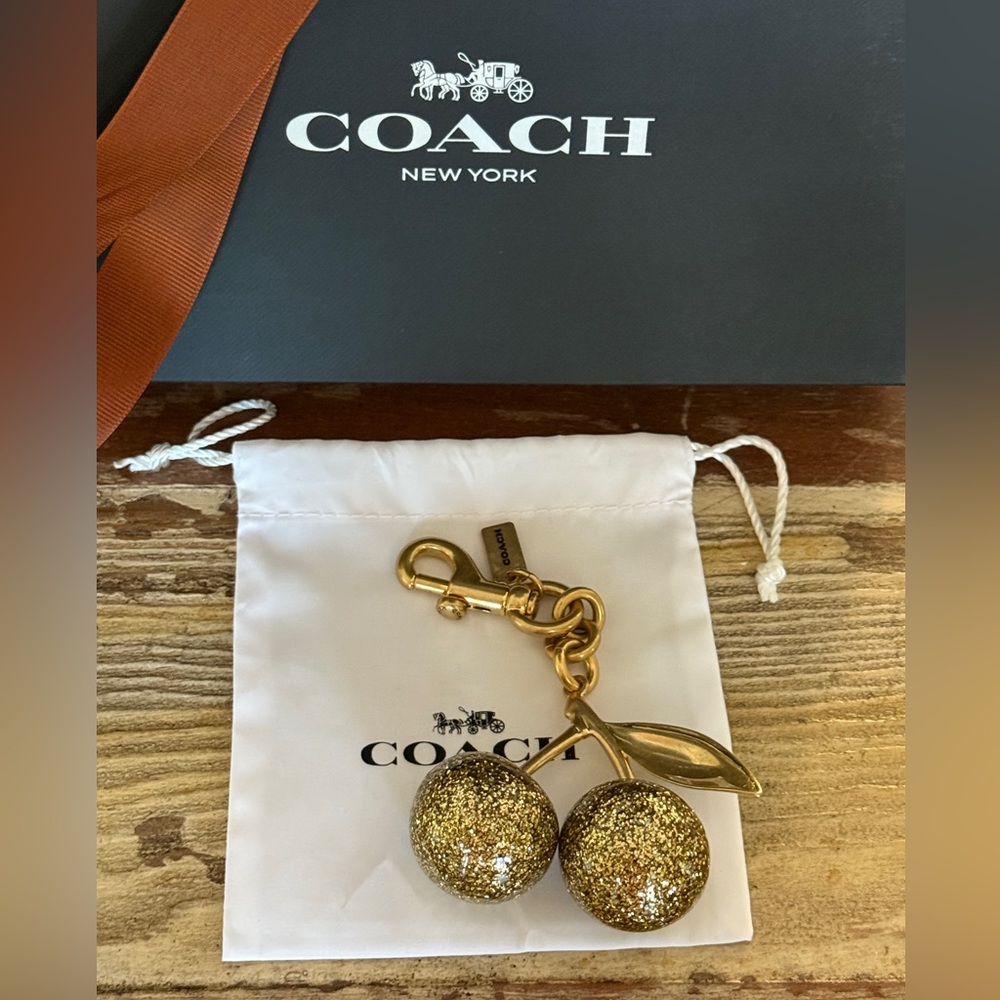 Coach Cherry Bag Charm-GOLD Glitter